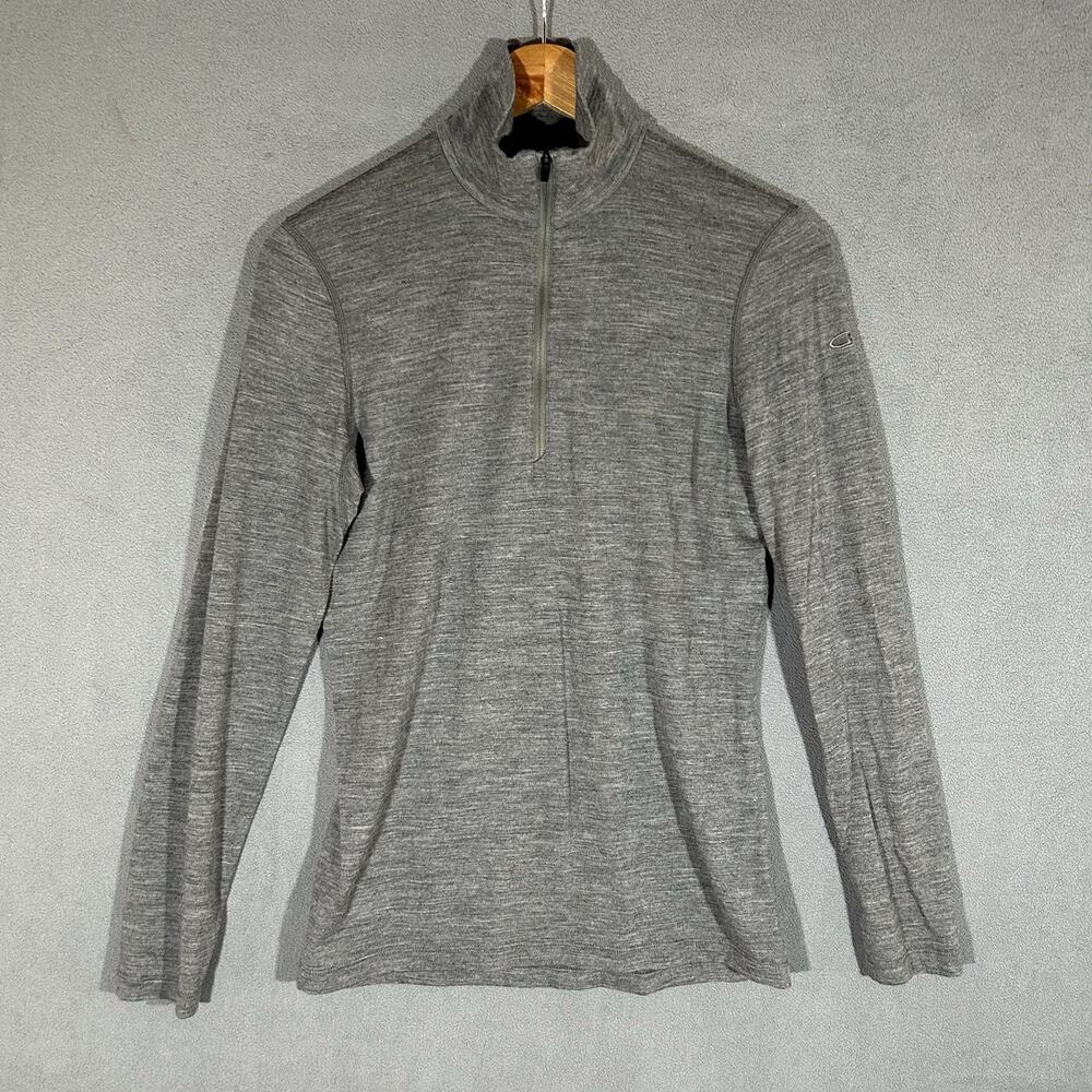 Icebreaker Merino 200 Oasis Long Sleeve Half Zip Thermal Top Women's M Grey
